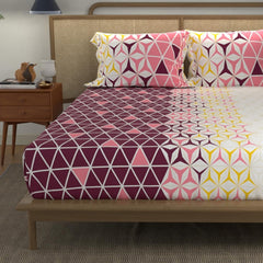 Bedsheet For Double Bed With 2 Pillow Covers - 90 X 100 Inches, Multicolor | 100% Cotton Comfort Collection | Ideal For Guest House, Hotel, Home