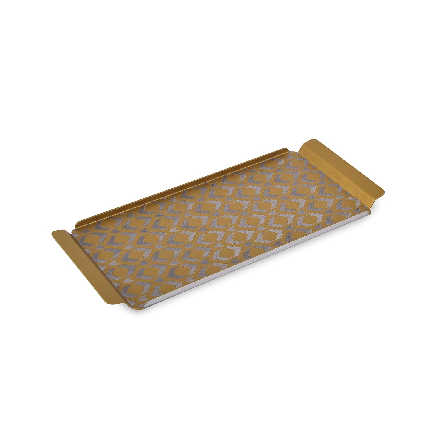 Designer Stainless Steel Medium Tray, Gold - Ikat Series | Multipurpose Serving Platter - Premium Serve Ware, Dinnerware & Tableware Designer Stainless Steel Medium Tray, Gold - Ikat Series | Multipurpose Serving Platter - Premium Serve Ware, Dinnerware & Tableware