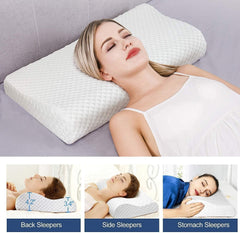 Memory Foam Pillow, Orthopedic Pillow For Neck Pain Relief, White Pillow | Pillow For Shoulder Pain, Both For Side, Back & Stomach Sleepers | Adjustable, Breathable & Washable Pillowcase