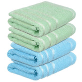 Heart Home Face Towel 800 Gsm | Facewash For Travel Workout Hand Towel | Lining Design Pack Of 4 (Multicolor)