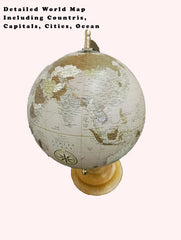 Rotating World Globe 8 Inch With Gold Arc And Wooden Stand For Show Pieces For Home DéCor, Office Decor, Study Table Decor, Birthday, Party Gifts & Anniversary, Pack Of 1