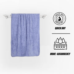 Glivary Microfiber Bath-Soft Towels 640 Gsm | With Hook Quick Dry Super Absorbent-Bath Towel For Men & Women (Grey & Dark Blue) | Pack Of 2