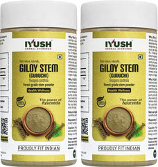 Iyush Herbal Ayurveda Giloy Stem Powder, Forest Variety Herbs, Organic, 100% Pure & Natural, No Preservatives Added | 100gm 0.2lbs Each Pack Of 2