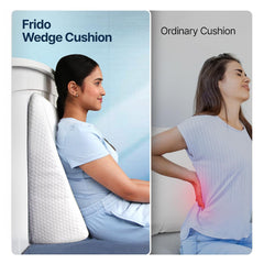 Wedge Cushion Made With Memory Foam Pillow, Complete Back Support, White | Improves Comfort & Posture While Sitting, Working On Bed | Premium Removable Covers, Multipurpose Use - Pack Of 2
