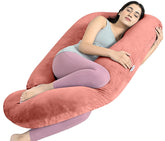 Full Body G Shape Pregnancy Pillow For Pregnant Women & Nursing Mom, Peach Color | Single Pillow For Multipurpose Use During Maternity | Premium Velvet Outer Cover With Zip, Adjustable
