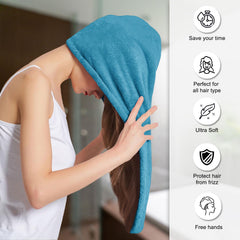Sassoon Venir Microfiber Hair Wrap Towel 450 Gsm | For Women With Smooth Texture Super Absorbent Quick Dry Hair Turban (Peacock)
