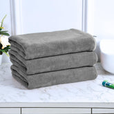 Black Gold The Finer Touch Premium Microfiber Bath Towel 1200 Gsm | Ultra Soft & Absorbent Quick Dry Towel Lightweight Microfiber Bath Towel (Grey) - Pack Of 3