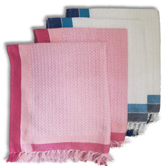 Athom Living Light Weight Cotton Premium Waffle Border Bath Towel | Pack Of 4