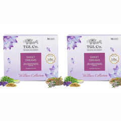 TGL Co. Sweet Dreams Herbal Tea - Pack Of 2 X 32gm, 1.1 Ounce Each, 32 Pyramid Tea Bags | Improve Sleep & Relieve Stress - Aids Digestion, Anti-Inflammatory | Caffeine Free