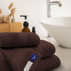 Sassoon Anatolia Bath + Hand & Face Towel 900 Gsm (Cocoa) - Pack Of 3