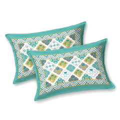 Pure Cotton Double Bedsheet For King Size With 2 Pillow Covers | 90 X 108 Inches, Sea Green & White | Ultra-Soft & Skin-Safe | Breathable Summer Comfort