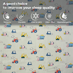 Wrinkle Free Soft Kids Double Bedsheets For King Size With 2 Pillow Cover | 90 X 95 Inches, Cream | Cartoon Printed Design | Child Bedroom Decor