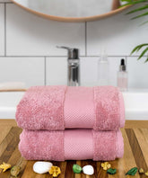 Rangoli Soft Absorbent Durable Towels Earthly Egyption Cotton Plush Oversized Small Size Bath Towel 600 Gsm (Peach)- Pack Of 2