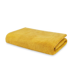 Spaces 100% Cotton Bath Towel 500 Gsm | Quick Dry Nano Spun Special Texture Bath Towels (Dark Yellow)