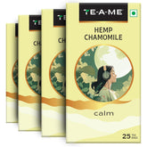 TE-A-ME Hemp Chamomile Calm Tea - Pack Of 4 X 25 Infusion Tea Bags | Chamomile Tea For Good Sleep - Caffeine Free, Biodegradable