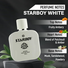 JD International Star Boy White Apparel Unisex Perfume With Long Lasting Fragrance - 100ml, 3.4 Fl.oz | Perfume For Men & Women