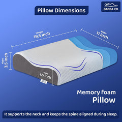 Orthopedic Contour Memory Foam Cervical Pillow, White & Grey -19.5x11x3.5 Inch | Neck & Shoulder Pain Relief | Ergonomic Support For Spinal Alignment & Better Sleep - Adjustable Pillow
