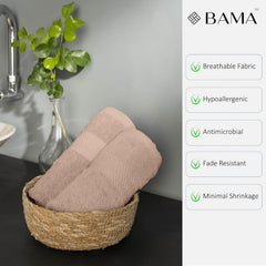 Bama 100% Cotton Hand Towel 500 Gsm | Soft & Absorbent Hand Towels For Bathroom, Kitchen, Gym (Rose Cloud) - Set Of 2