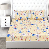 Bedding Set 1 Double Bedsheet, 2 Pillow Covers With 1 Comforter | 90 X 90 Inches, Almond & Blue | Perfect For Queen Bed Durable & Wrinkle Free - All Season Bedding