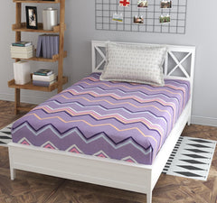 Printed Single Bedsheet With 1 Pillow Cover - 60 X 90 Inches, Lavender | Soft, Durable, Ideal For Bedroom Decoration | Suitable For Warmer Seasons