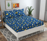 100% Microfiber Double Bedsheets With 2 Pillow Covers - 88 X 90 Inches, Blue & Yellow | Ultra Soft 144 TC Super Soft - Light Weight & Easy To Wash At Home