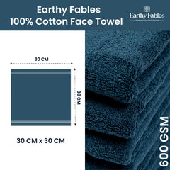Earthy Fables Premium Face Towels 600 Gsm | Ultra Soft, Quick Dry & Highly Absorbent, For Gym, Travel & Acne-Prone Skin | Set Of 3 (Dark Teal)