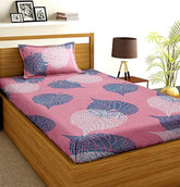 100% Microfiber Single Bedsheet With 1 Pillow Covers | 60 X 90 Inches, Pink - Grey - Light Weight & Easy To Wash At Home | Ideal For Regular Use