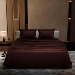 Satin Bedsheet King Size Bed With 2 Pillow Covers | 90 X 108 Inches, Hot Chocolate | Premium Bedding Set, Gifts For Couples, Wedding, Anniversary