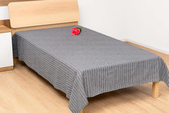 100% Cotton Single Bedsheet - 60 X 90 Inches, Grey | Suitable For Winter & Summer - Striped Traditional Bedsheet Design