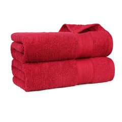 Trident Soft Comfort Air Rich 100% Cotton Bath Towels For 500 Gsm | Large Size Bathroom Towels For Men/Women, 2 Pcs (Crimson)