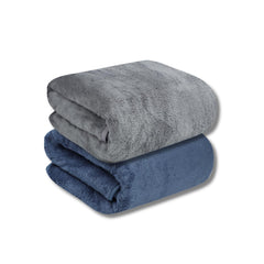 Fezora Microfiber Bath Towels 555 Gsm, | Extra Soft Plush & Quick Dry High Absorbency With Large Size Towels For Bathing Pack Of 2 (Grey & Blue)