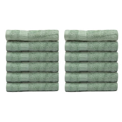 Mush 100% Bamboo Face Towel 2400 Gsm | Ultra Soft, Absorbent, Quick Dry Towels For Facewash, Gym, Pool, Sports, & Travel - Olive Green (Pack Of 12)