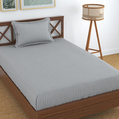 Glace Cotton Single Bedsheet With 1 Pillow Cover (89 X 57 Inches, Silver) | Long Lasting Durability & Comfort For Your Living Space
