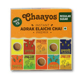 Chaayos Instant Adrak Elaichi Chai Premix - 15 Sachets, 330gm, 11.6 Ounce | Regular Sugar Adrak Elaichi Chai - Premix Ready Mix Tea | Medium Caffeine Flavored Tea