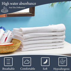Fresh From Loom Luxury Fur Collection Hand Towel 500 Gsm Napkins Cotton High Absorbency Double Stitched Size (White) - Set Of 6