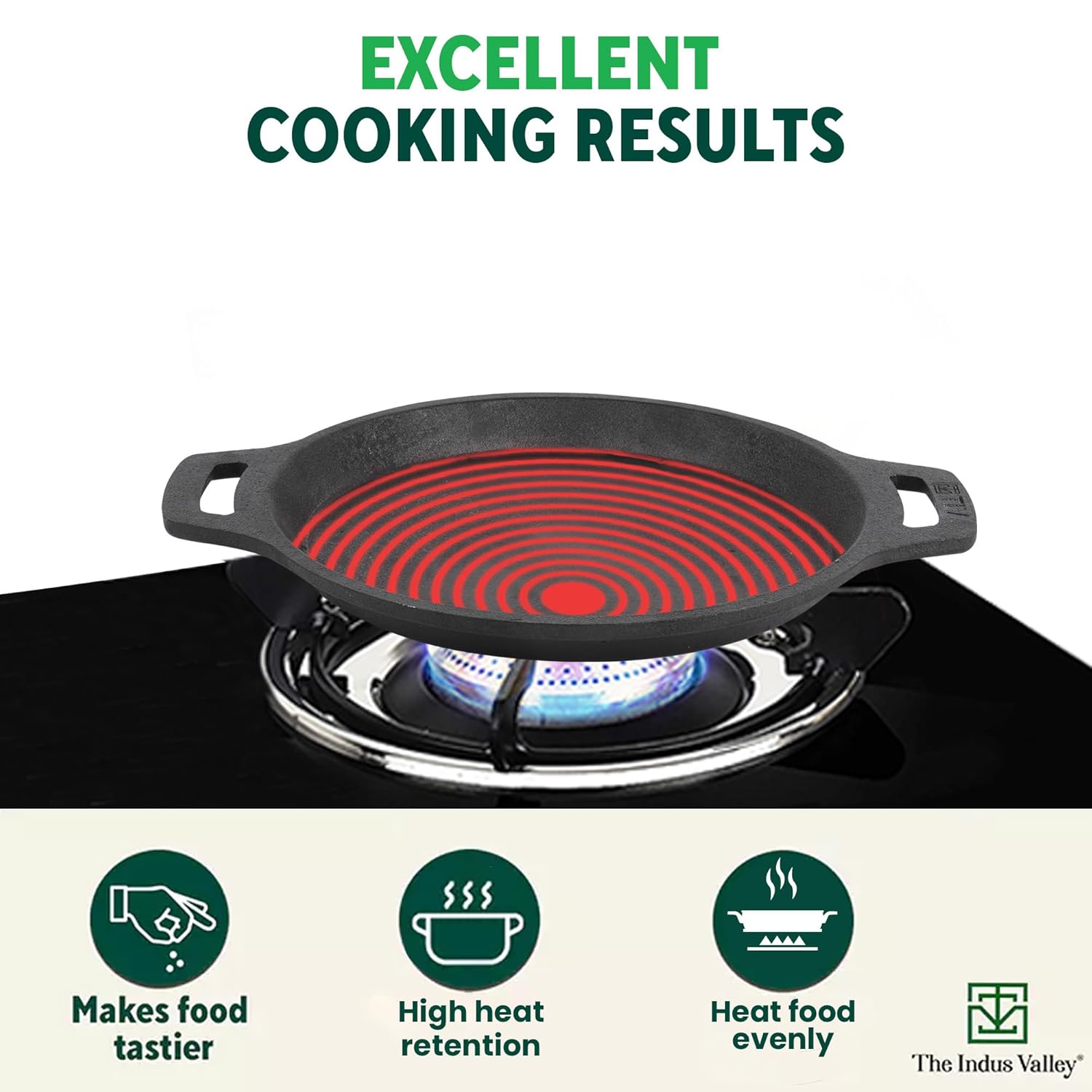 Pre-Seasoned Black Cast Iron Fish Fry Pan With Double Handle - Medium 22.4 Cm, 8.8 Inch, 1.5 Kg | Induction Friendly, Nonstick Fish Fry Pan, 100% Pure & Toxin Free, No Chemical Coating Pre-Seasoned Black Cast Iron Fish Fry Pan With Double Handle - Medium 22.4 Cm, 8.8 Inch, 1.5 Kg | Induction Friendly, Nonstick Fish Fry Pan, 100% Pure & Toxin Free, No Chemical Coating