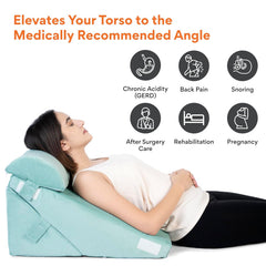 Adjustable Wedge Pillow, Memory Foam Pillow For Head, Back Support, Aqua Green - 22 X 22 X 12 Inch | Wedge Cushion, Acid Reflux, Snoring, Gerd, Leg Elevation, Pregnancy, Washable