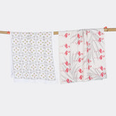 Thirsty Towel Bamboo Bath Towel 460 Gsm | Super Soft & High Absorbency Towels, Light Weight, Quick Dry Towels Large Size (Floral Tile & Tropical Flamingo)- Pack Of 2
