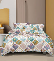 Bedsheet For Queen Size With 2 Pillow Covers - 60 X 78 Inches, Multicolor | Soft & Skin-Friendly Fabric | All Around Elastic Fitted Bedsheet