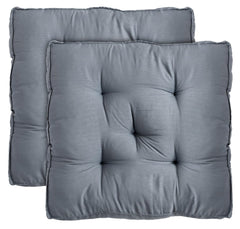 Microfiber Square Chair Pad Seat Cushion Pillow, For Car Pad, Office Chair, Grey - 18 Inch | For Indoor & Outdoor, Dining Living Room, Kitchen | Floor Pillow, Washable - Pack Of 2