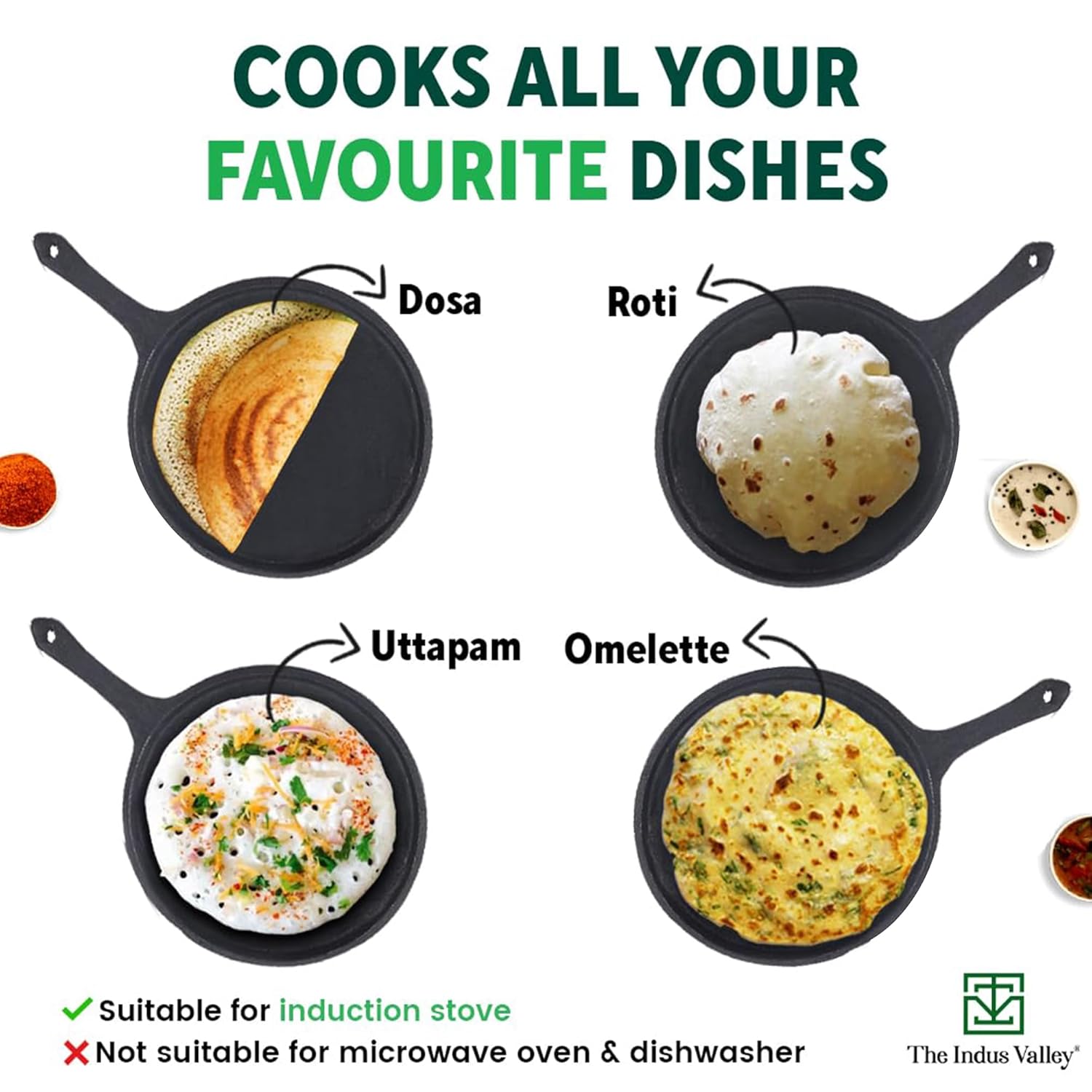 Pre-Seasoned Black Cast Iron Tawa With Free Wooden Spatula For Dosa, Chapathi - Small 25.7cm, 10.3 Inch, 2 Kg | Induction Friendly, Naturally Nonstick, 100% Pure & Toxin-Free, No Chemical Coating Pre-Seasoned Black Cast Iron Tawa With Free Wooden Spatula For Dosa, Chapathi - Small 25.7cm, 10.3 Inch, 2 Kg | Induction Friendly, Naturally Nonstick, 100% Pure & Toxin-Free, No Chemical Coating