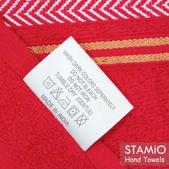 Stamio Cotton Hand Towel 390 Gsm | For Men, Women, Home Use, Gym, Wash Basin, Kitchen | Soft Absorbent Quick Dry Small Size Towels (Red) -Set Of 6
