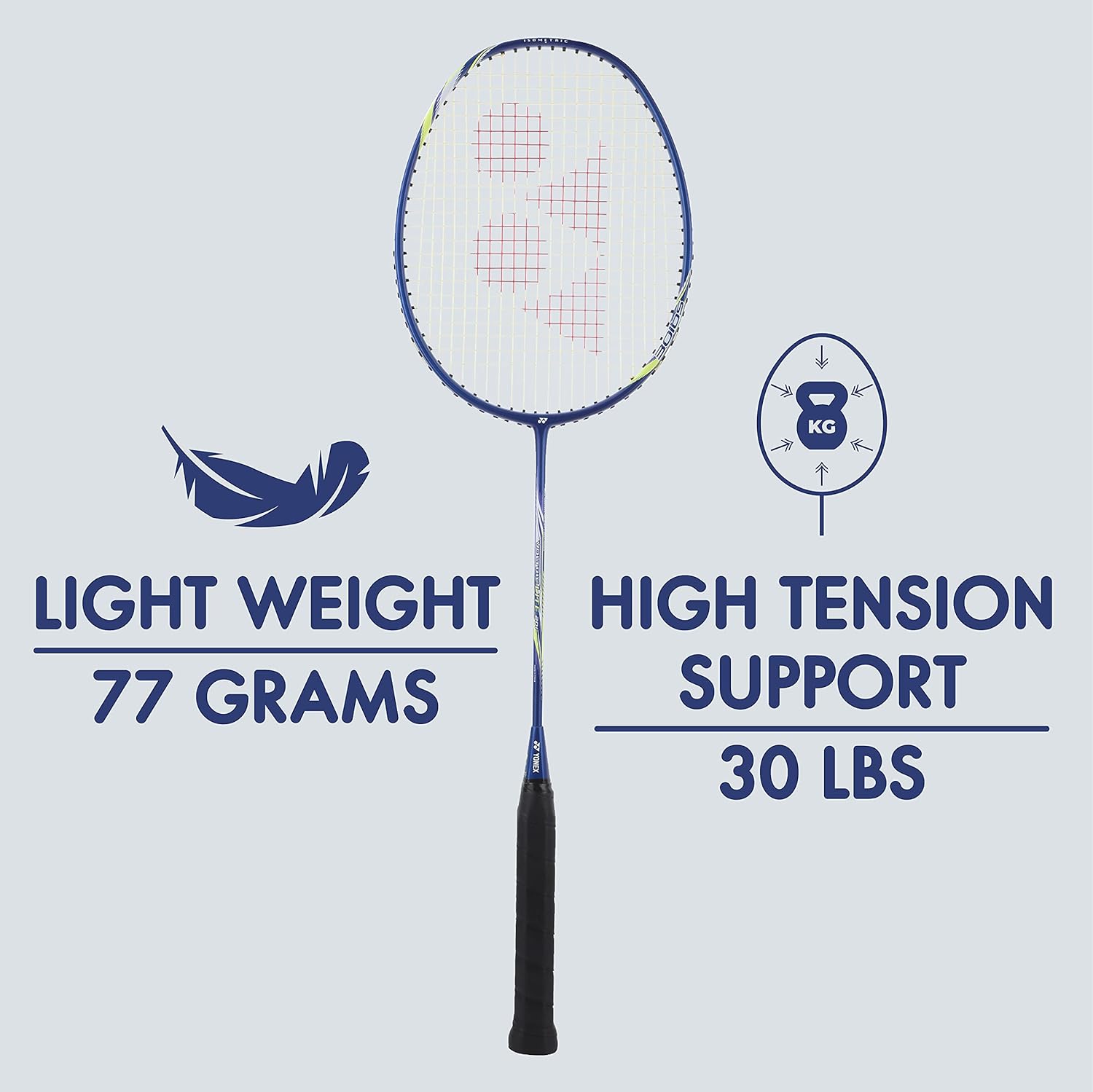 Yonex VOLTRIC LITE 20i Badminton Racquet G4, 77 Grams, 30 Lbs Tension, Colour - Blue, Material - Graphite, Grip Size         - 3 3/4 Inches Yonex VOLTRIC LITE 20i Badminton Racquet G4, 77 Grams, 30 Lbs Tension, Colour - Blue, Material - Graphite, Grip Size         - 3 3/4 Inches
