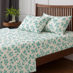 Printed Microfiber Double Bedsheet For Double Bed Include Pillow Covers - 90 X 100 Inches, White | 186 Thread Count Featuring Breathable & Soft Bedsheet