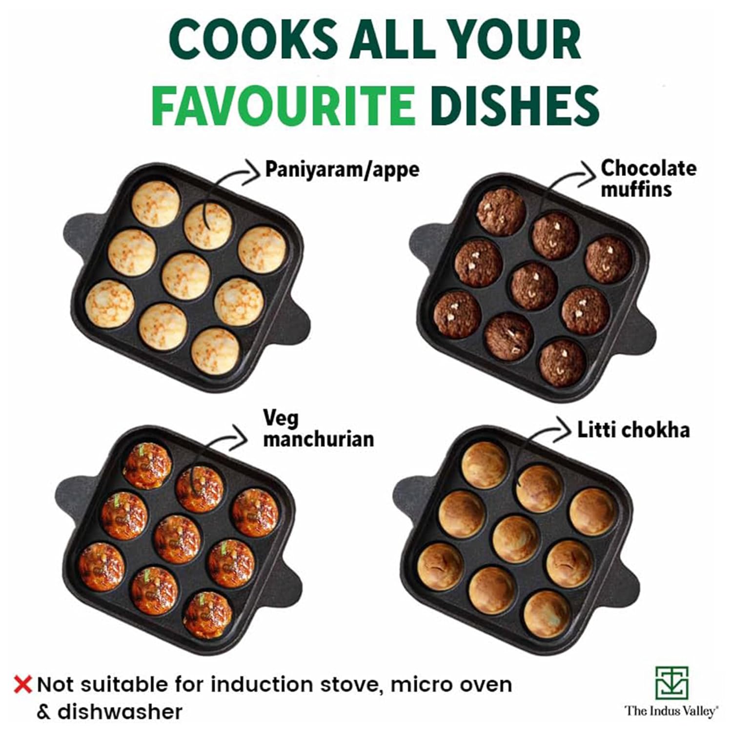 Pre-Seasoned Black Cast Iron Square Paniyaram Pan - 9 Pits, 24cm, 9.4 Inch, 1.3 Kg | Induction Friendly - Naturally Nonstick Appe Or Paddu Pan, 100% Pure & Toxin-Free, No Chemical Coating Pre-Seasoned Black Cast Iron Square Paniyaram Pan - 9 Pits, 24cm, 9.4 Inch, 1.3 Kg | Induction Friendly - Naturally Nonstick Appe Or Paddu Pan, 100% Pure & Toxin-Free, No Chemical Coating