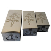 Stainless Steel Safe Locker Boxes For Cash Peti Pooja Jewellery Set Box, Pack Of 3, Size - 8 Inch, 10 Inch, 12 Inch With Laser Printed Sun Flower Design, Special Feature - Portable