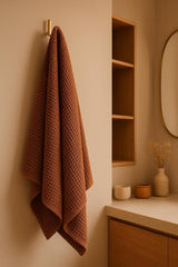 Drape&Luxe Gen-Z Towel Premium Waffle Cotton Bath Towel 600 Gsm | Super Soft & High Absorbency Towel, Quick Drying Large Size Towels (Brown) - Pack Of 1