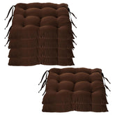 Chair Cushion Pad, Soft & Comfortable Sitting, Chair Pad - Brown | Microfiber Square Chair Pad With Ties | Chair Seat Cushion For Office & Home | Furniture Cushion, Washable - Pack Of 6