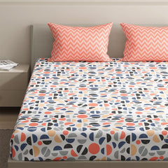100% Cotton Double Bedsheet For Queen Size With 2 Pillow Covers 72 X 60 Inches, Multicolor | Durable & Long Lasting - All Around Elastic Fitted Sheet