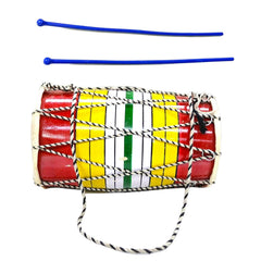 Kids Dhol Or Dholak With 2 Sticks - Multicolor | Perfectly Symmetric Round Dholak - Dholak For Festival, Wedding, Satsang | Punjabi Dhol Drum, Housewarming Gifts